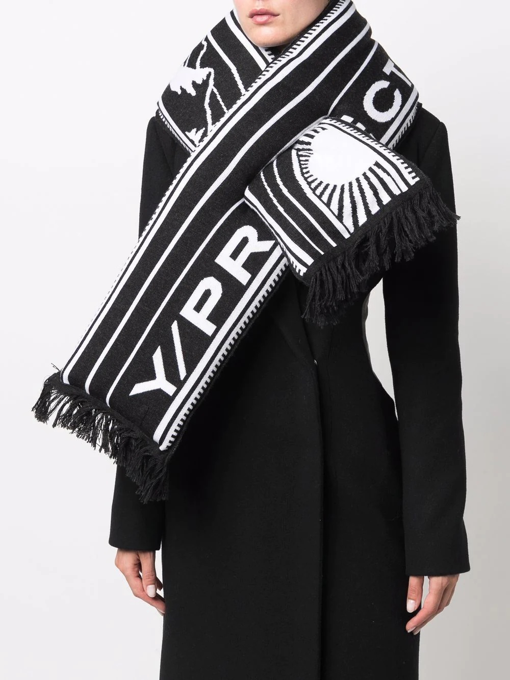 mountain-logo knit scarf - 2