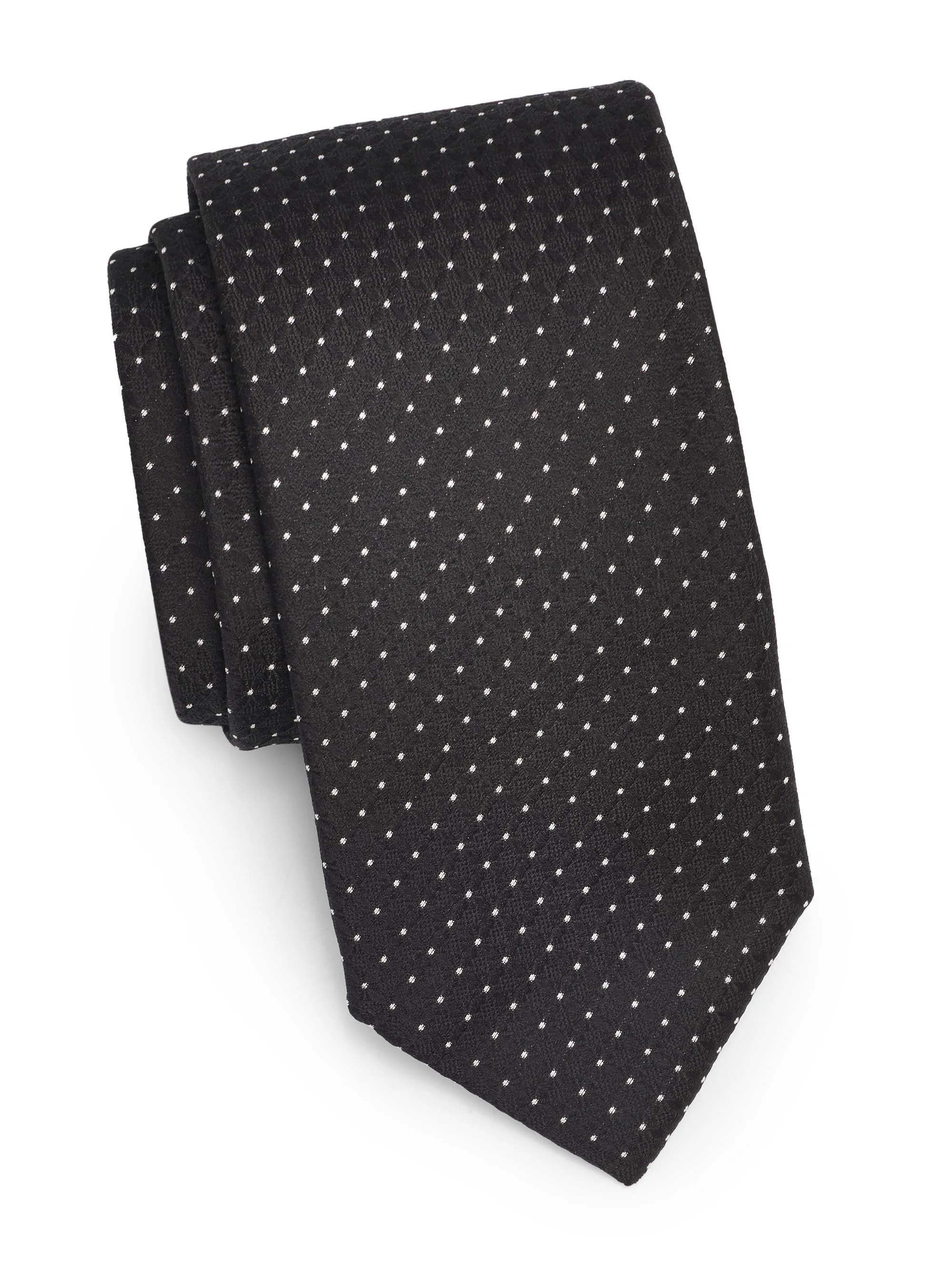Men's Light Dots Silk Tie - Black - 1