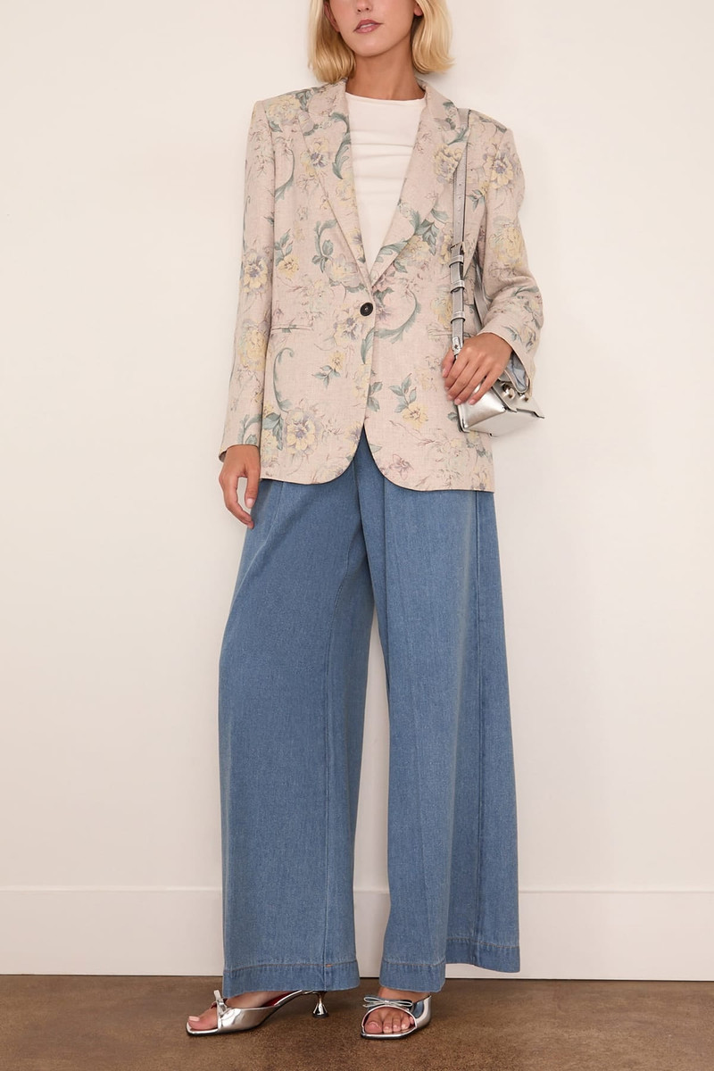 forte_forte Cavalry Denim Elasticated Loose Pants in Azure outlook