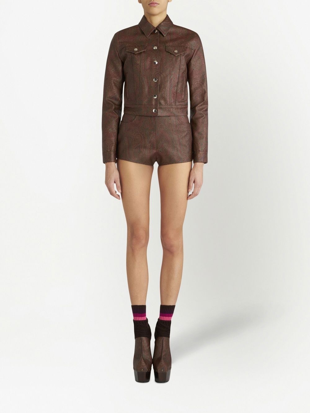 paisley-print cropped jacket - 3