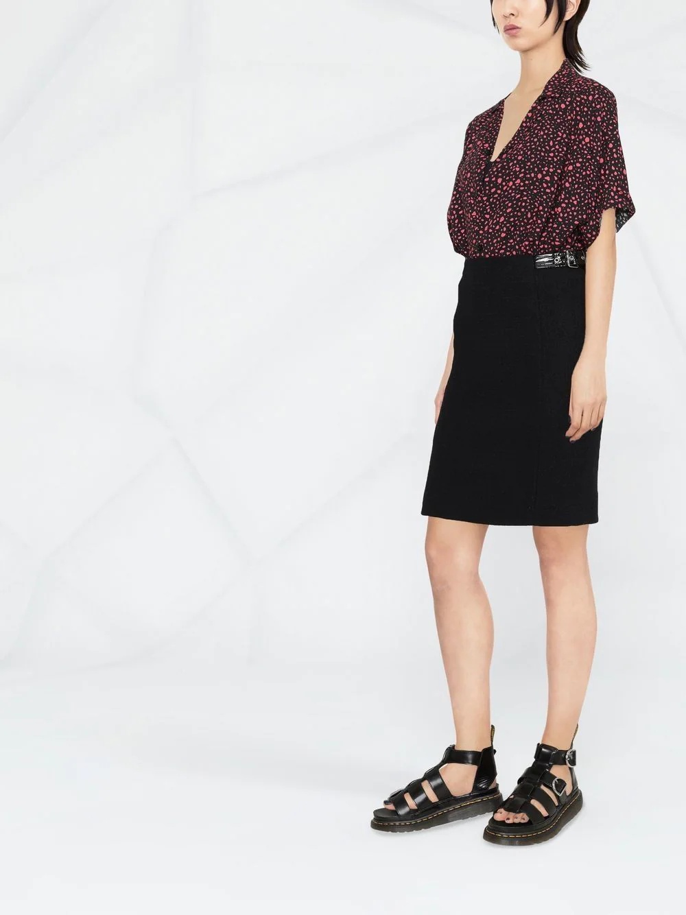 strap-detail pencil skirt - 4