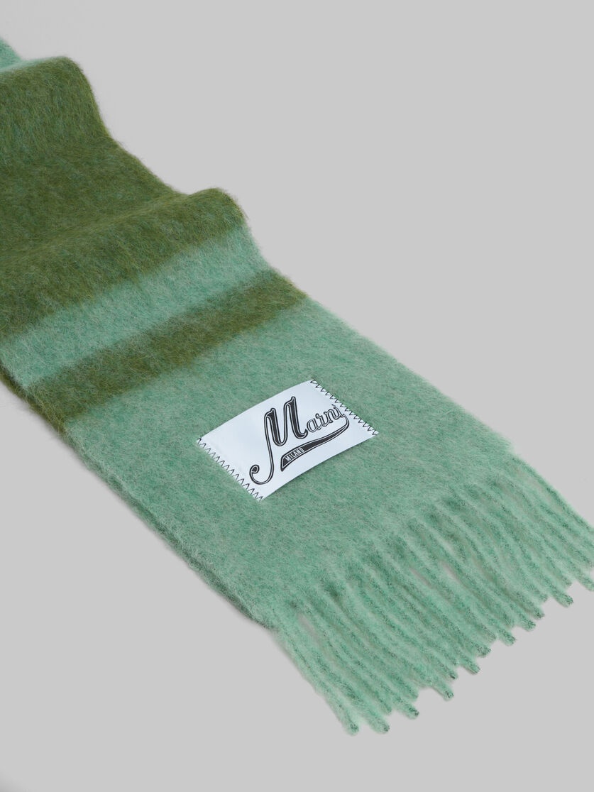 GREEN STRIPED ALPACA-MOHAIR SCARF - 3