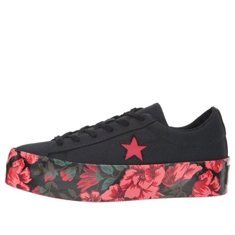 (WMNS) Converse One Star Ox Shoes Black/Red 561766C - 1