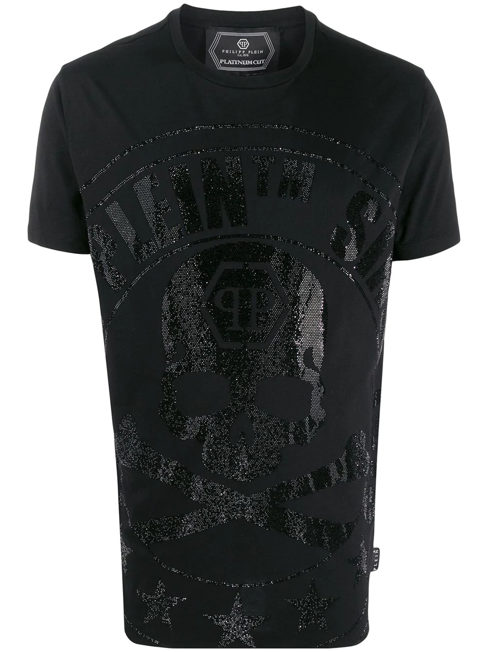 rhinestone skull logo T-shirt - 1