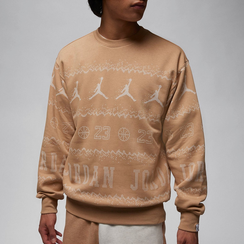 Jordan Air jordan essential holiday fleece crew 'Hemp' FD7464-200 outlook