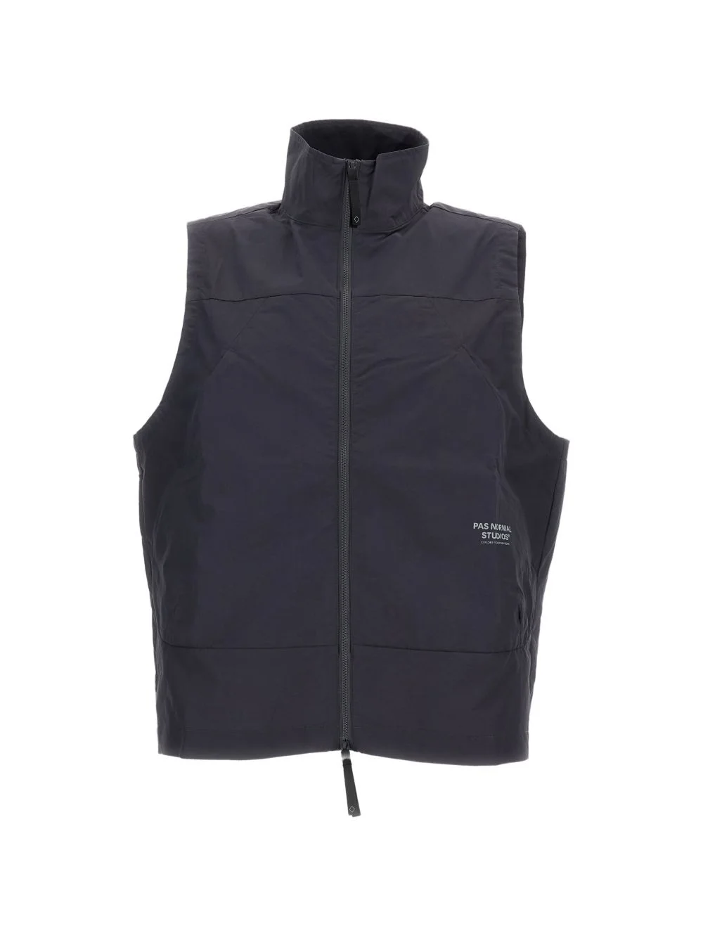 high-collar reflective logo vest - 1