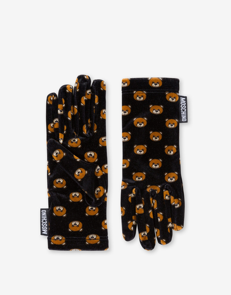 ALLOVER TEDDY BEAR VELVET GLOVES 1