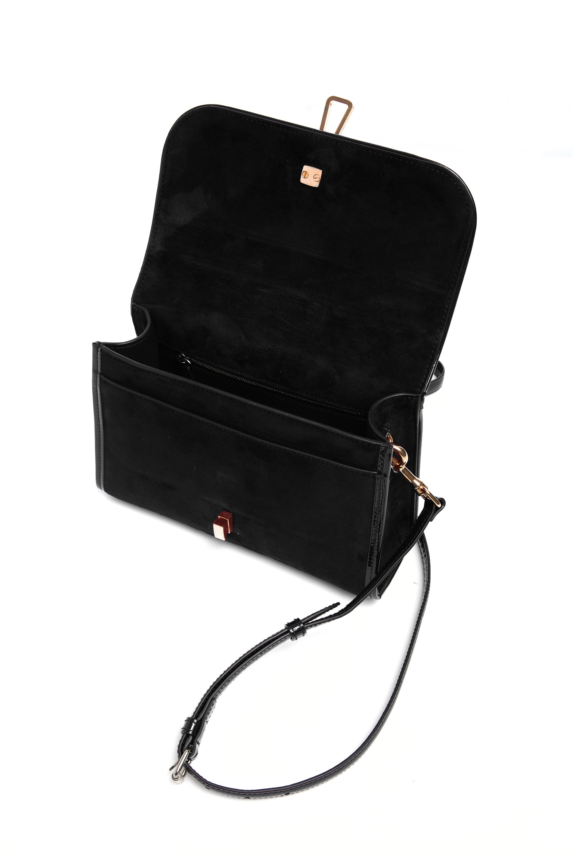 Small Leonora Flap Bag in Black Suede - 4