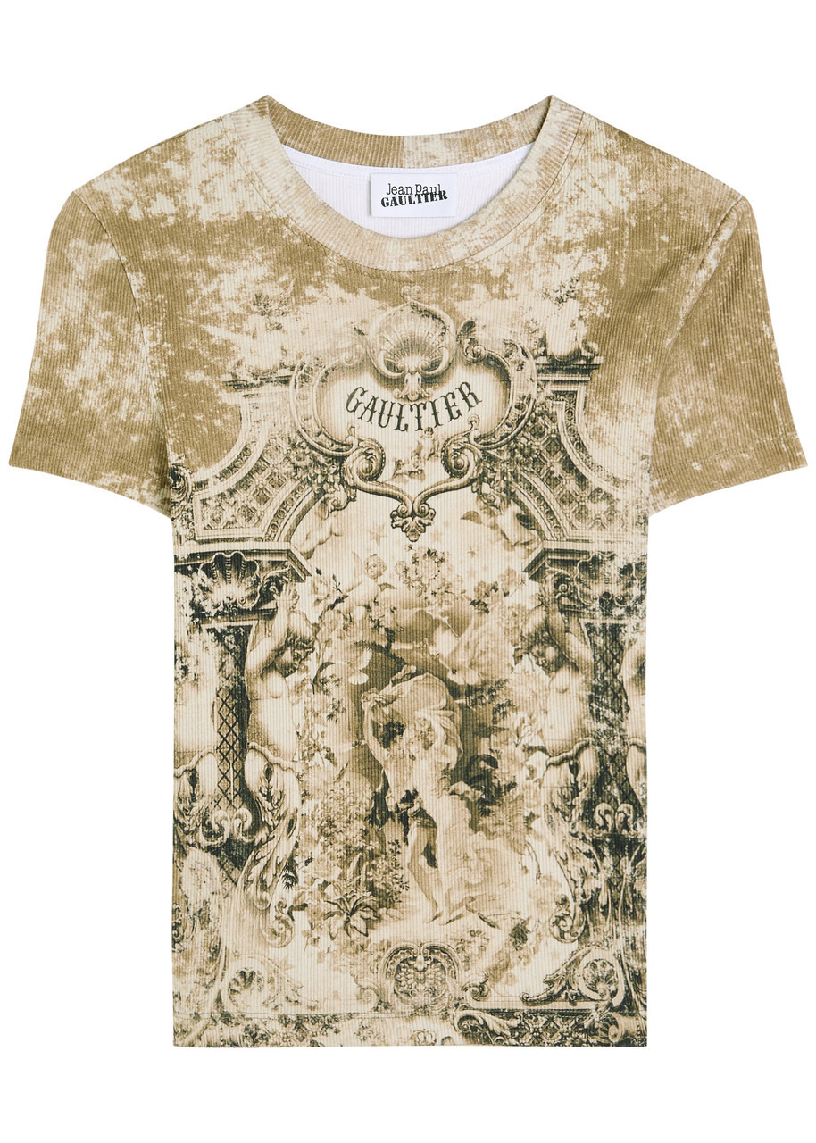 Jean Paul Gaultier Printed Ribbed Stretch-cotton T-shirt - 1