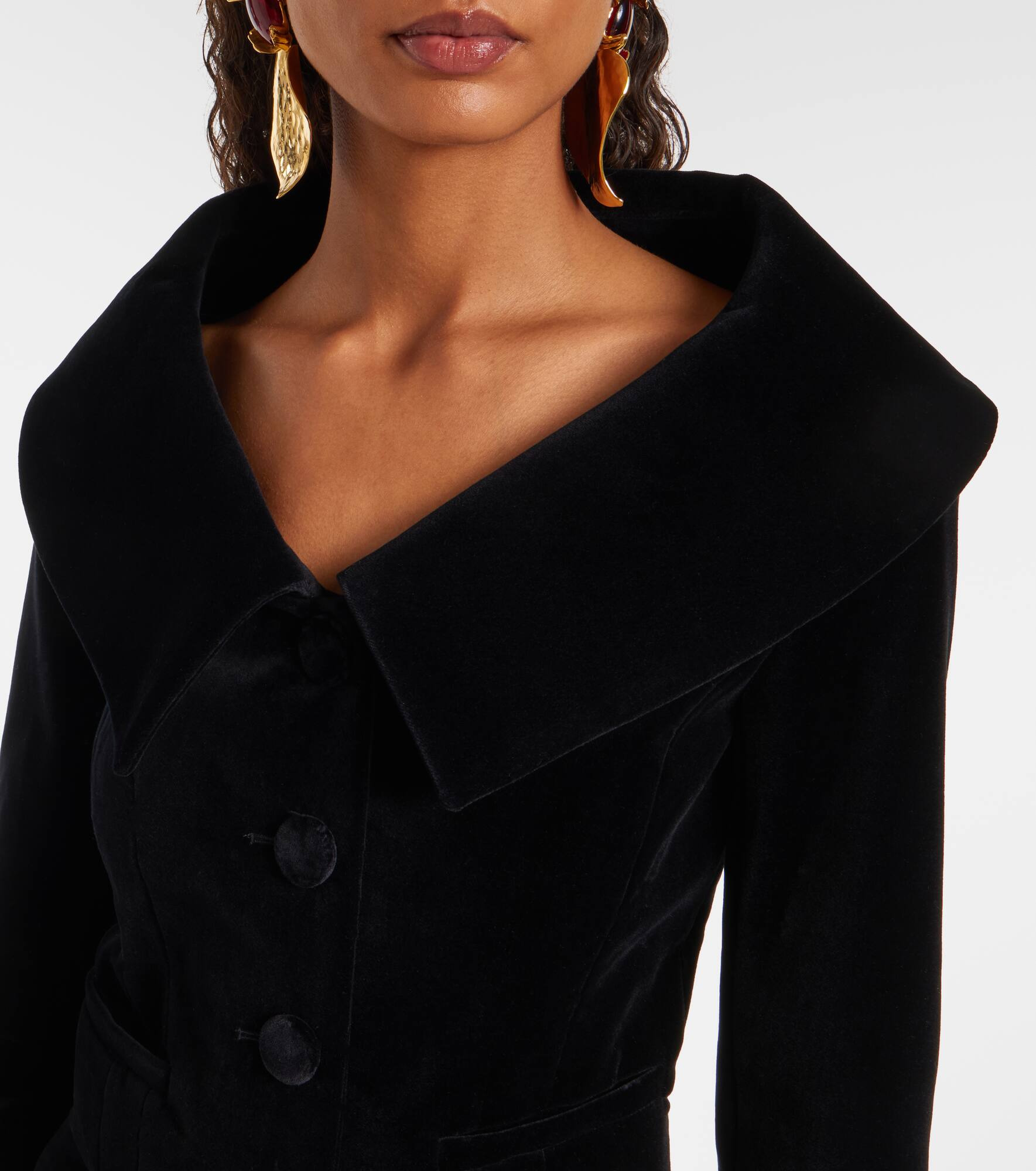 Cropped cotton velvet jacket - 4