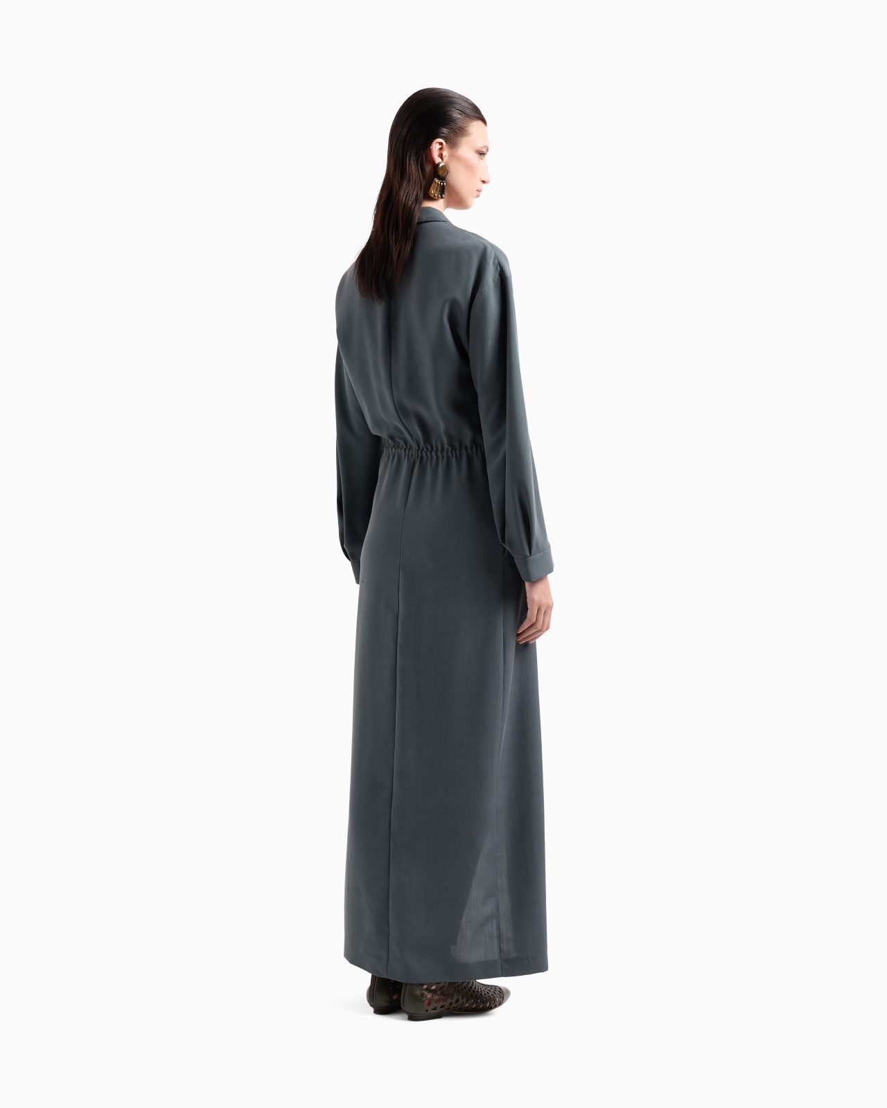 LONG DRESS IN WASHED SILK SHANTUNG - 3