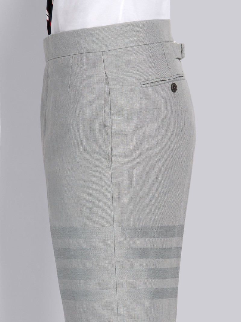 Light Grey Crisp Linen Tonal 4-Bar Classic Trouser 5