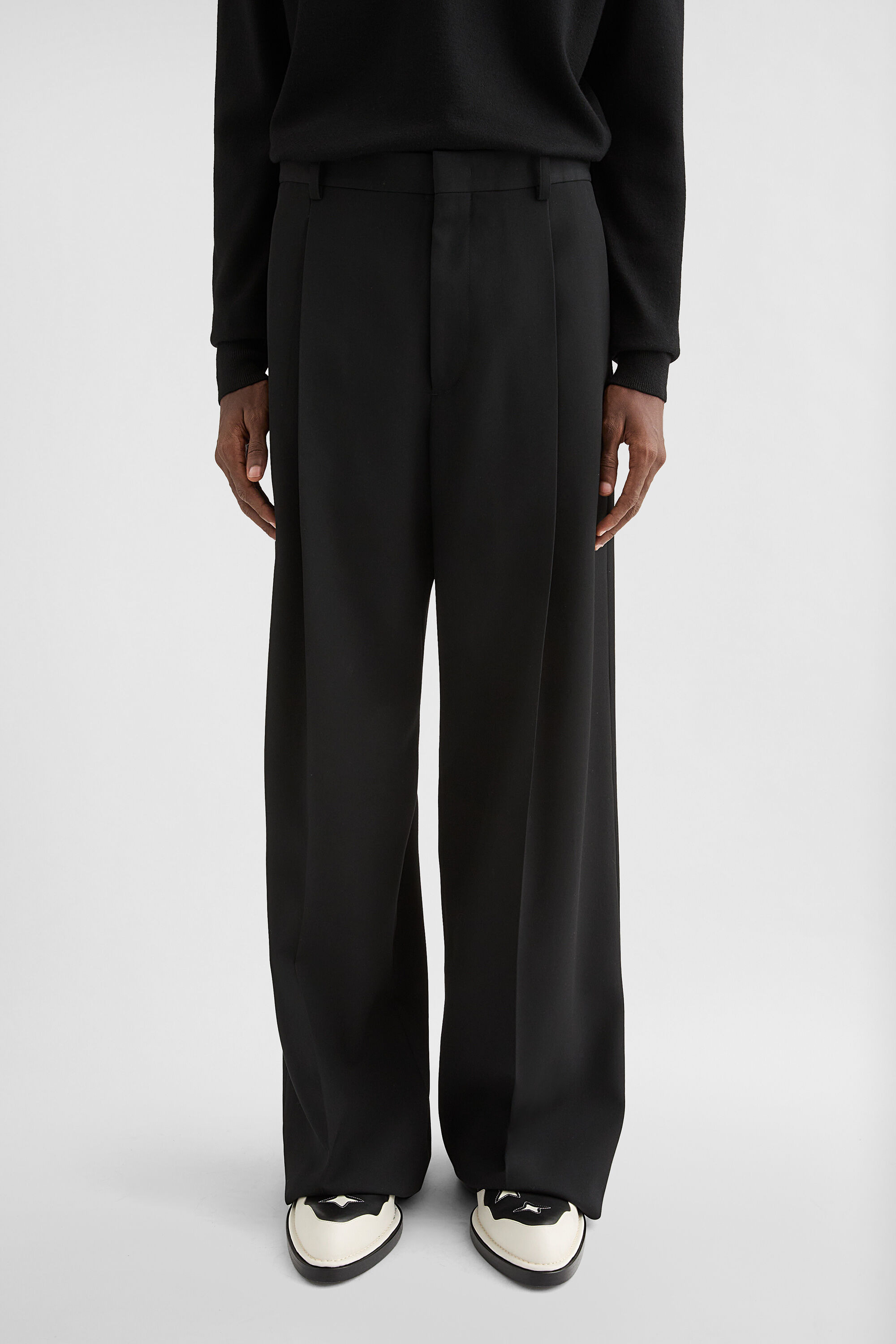 Wool Gabardine Belted Trousers - 4