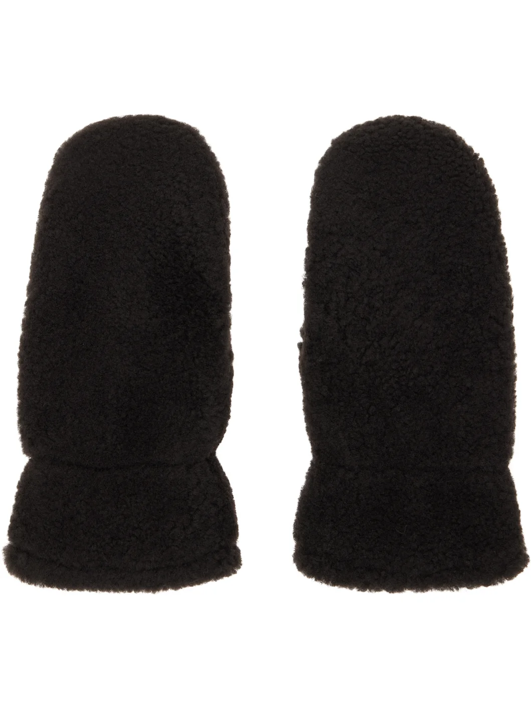 Brown Shearling Mittens - 1