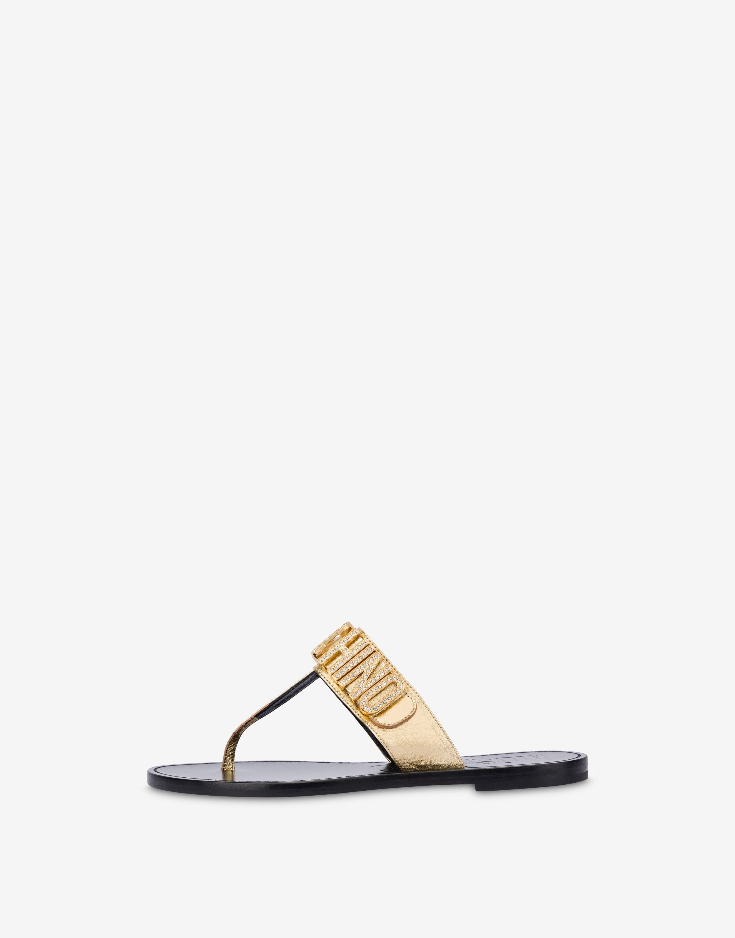 CRYSTAL LOGO FOILED THONG SANDALS - 2