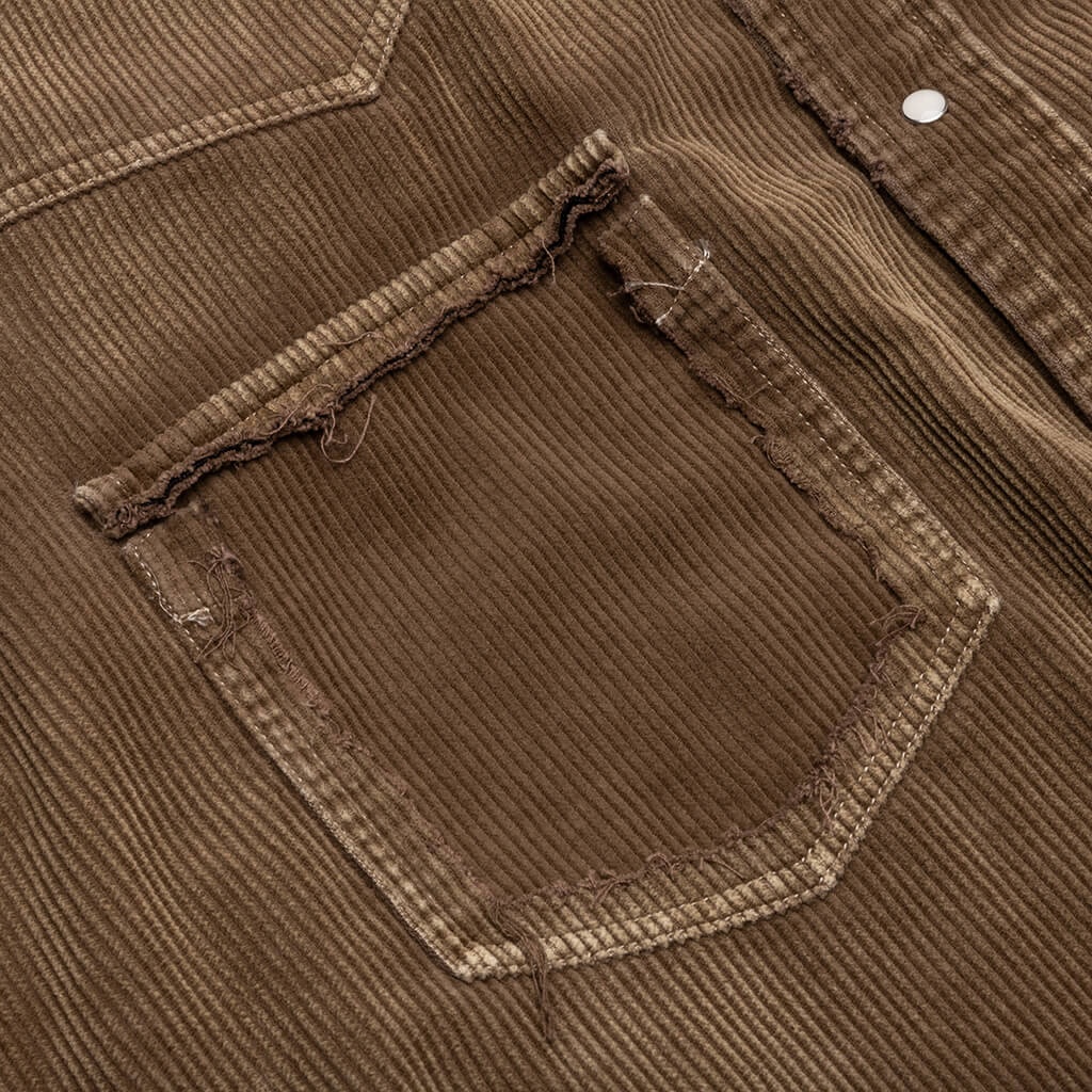 AGED CORDUROY SHIRT - BROWN - 5