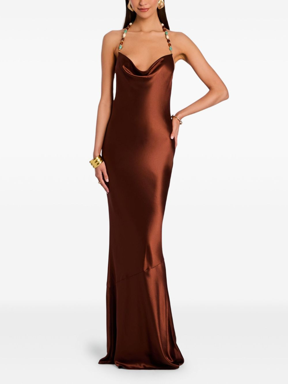 Finley cowl-neck beaded-strap maxi dress - 2