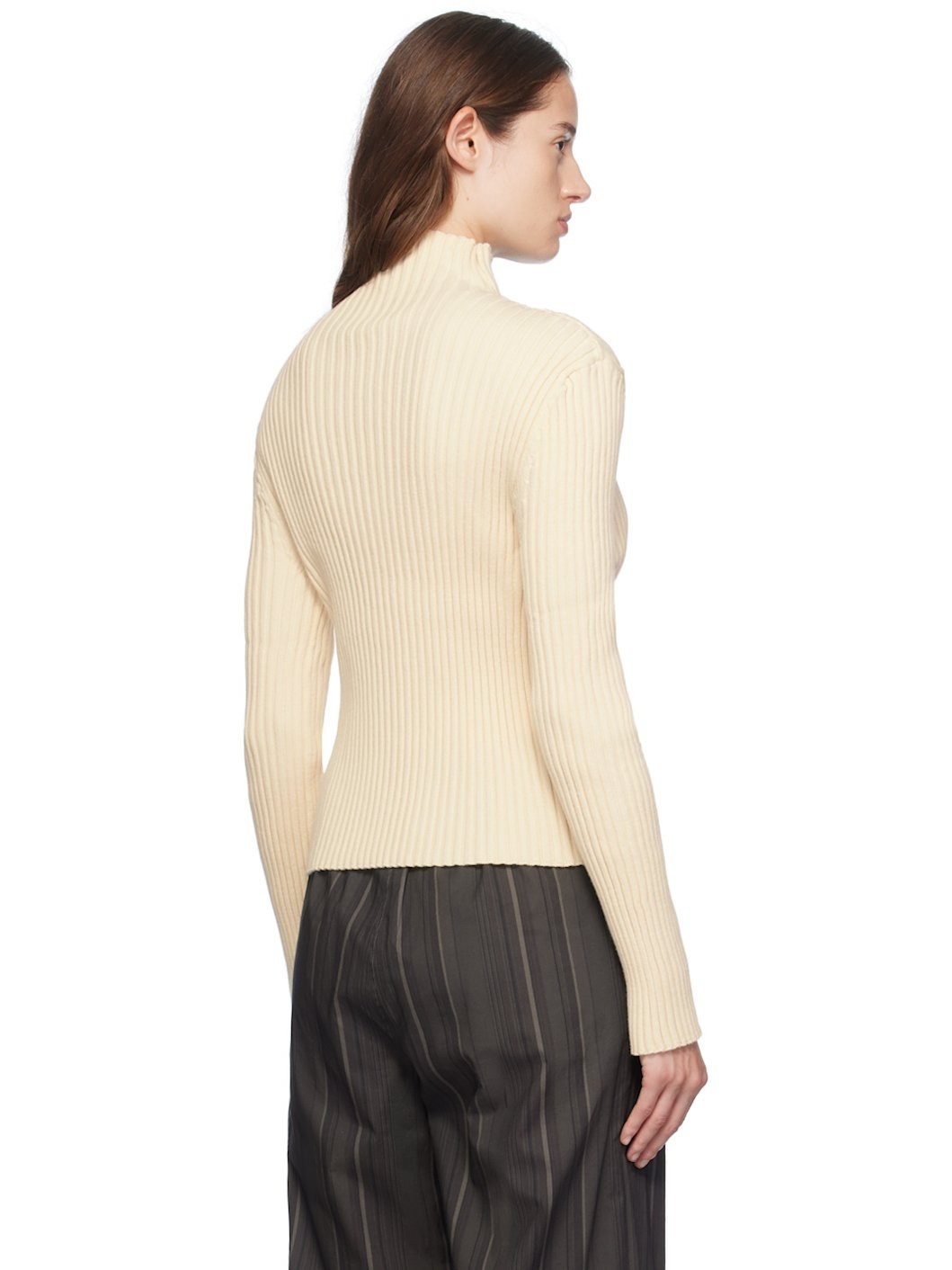 Off-White Ribbed Turtleneck - 3