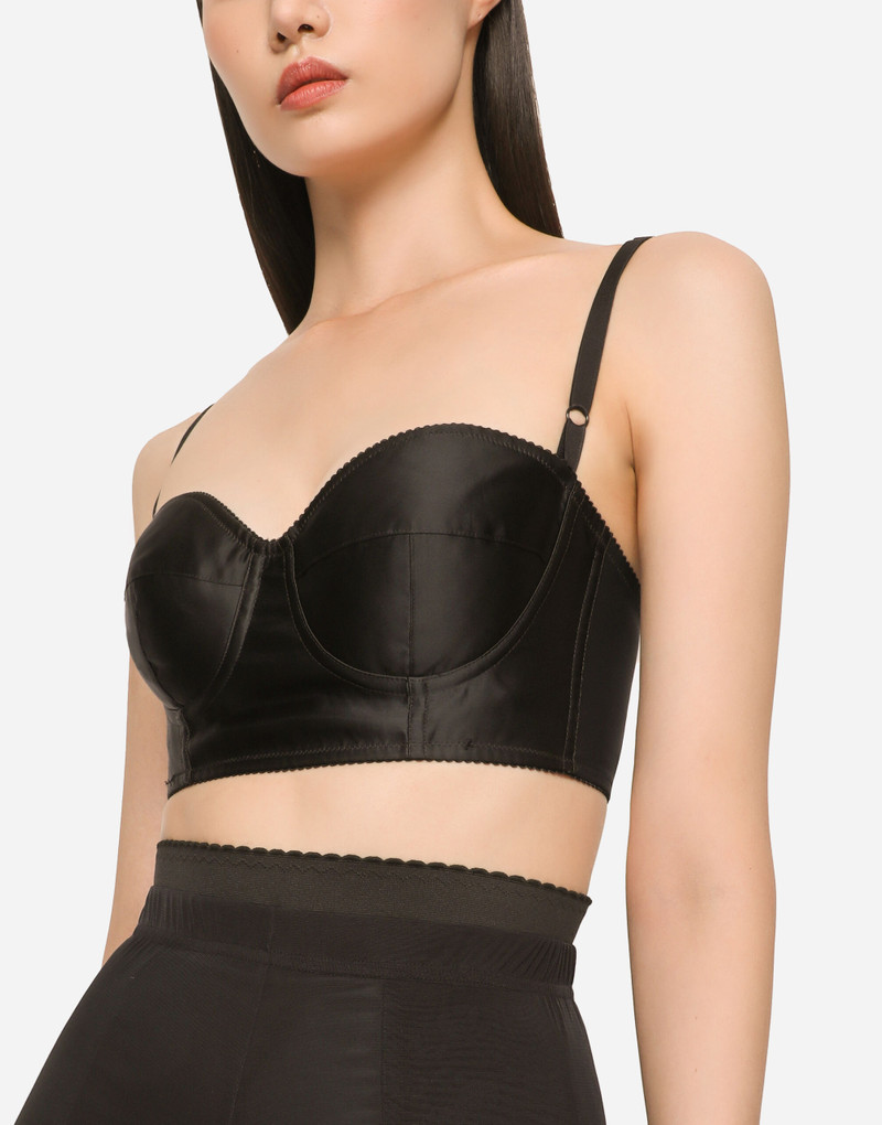 Short satin and marquisette corset 5