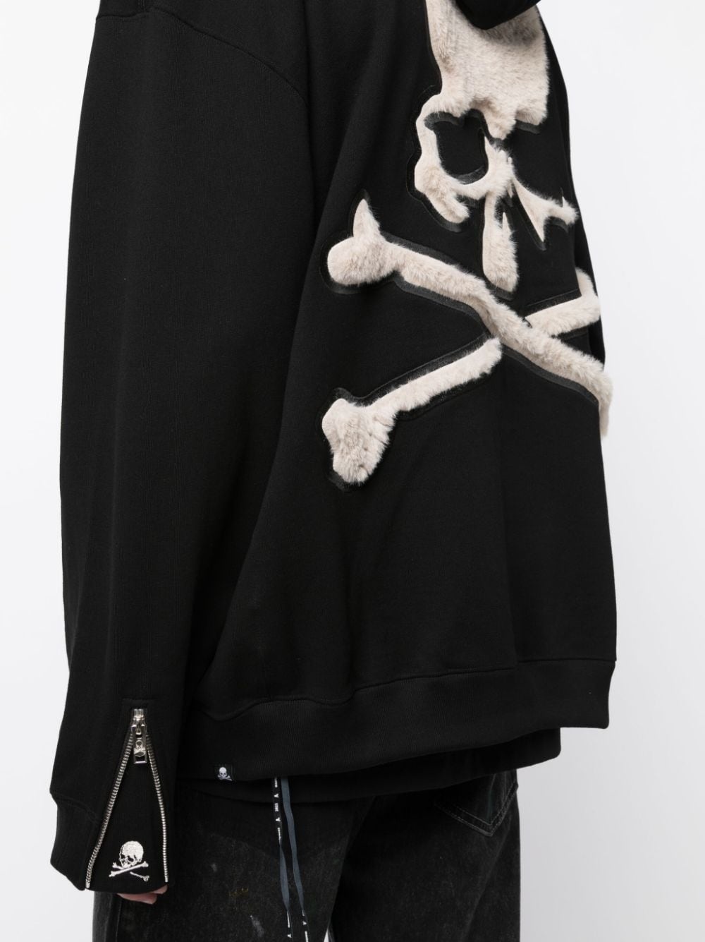 skull patch-detail cotton zip-up hoodie - 5