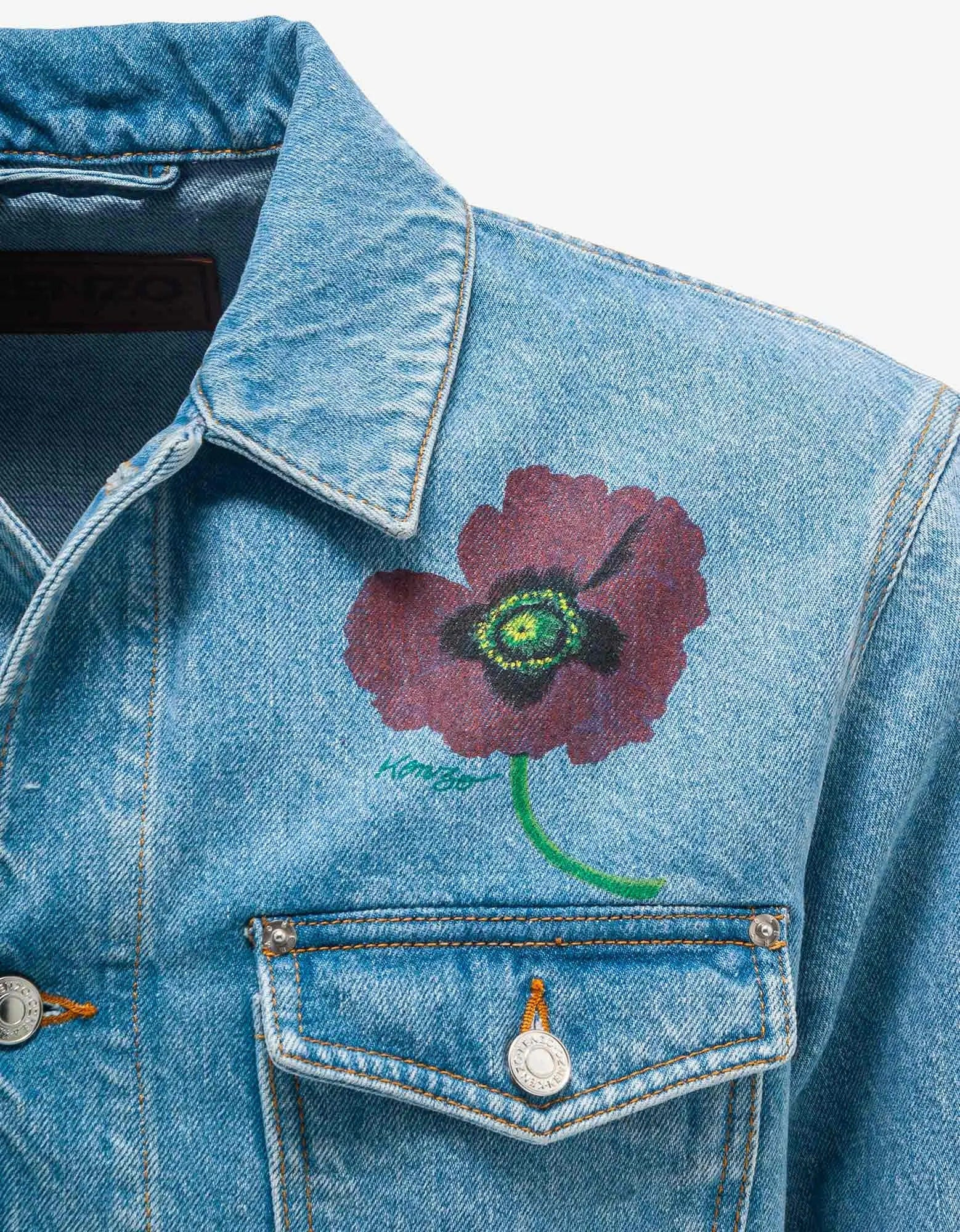 Kenzo Sky Blue Kenzo Poppy Denim Jacket - 3