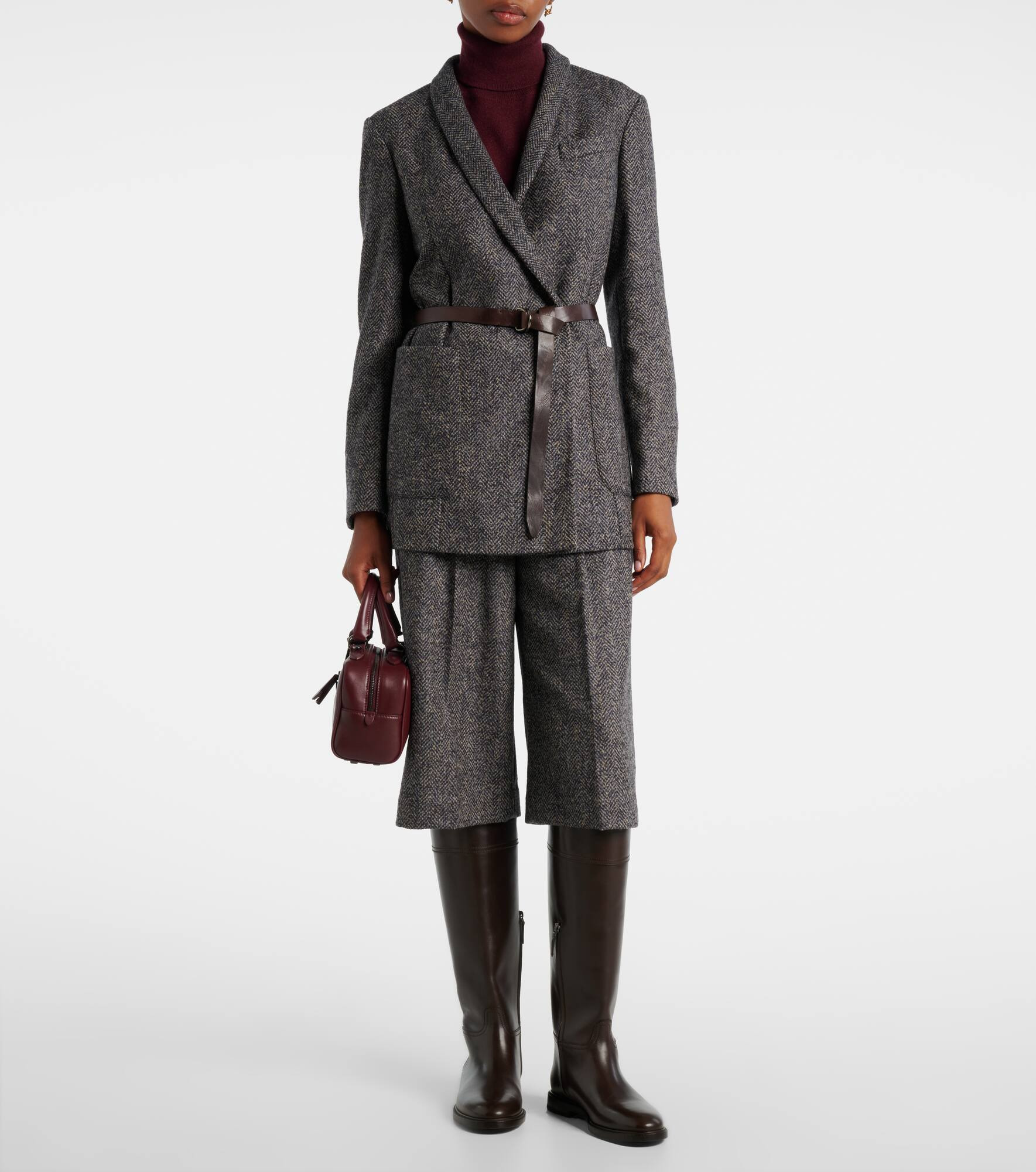 Herringbone Monili wool-blend tweed blazer - 2