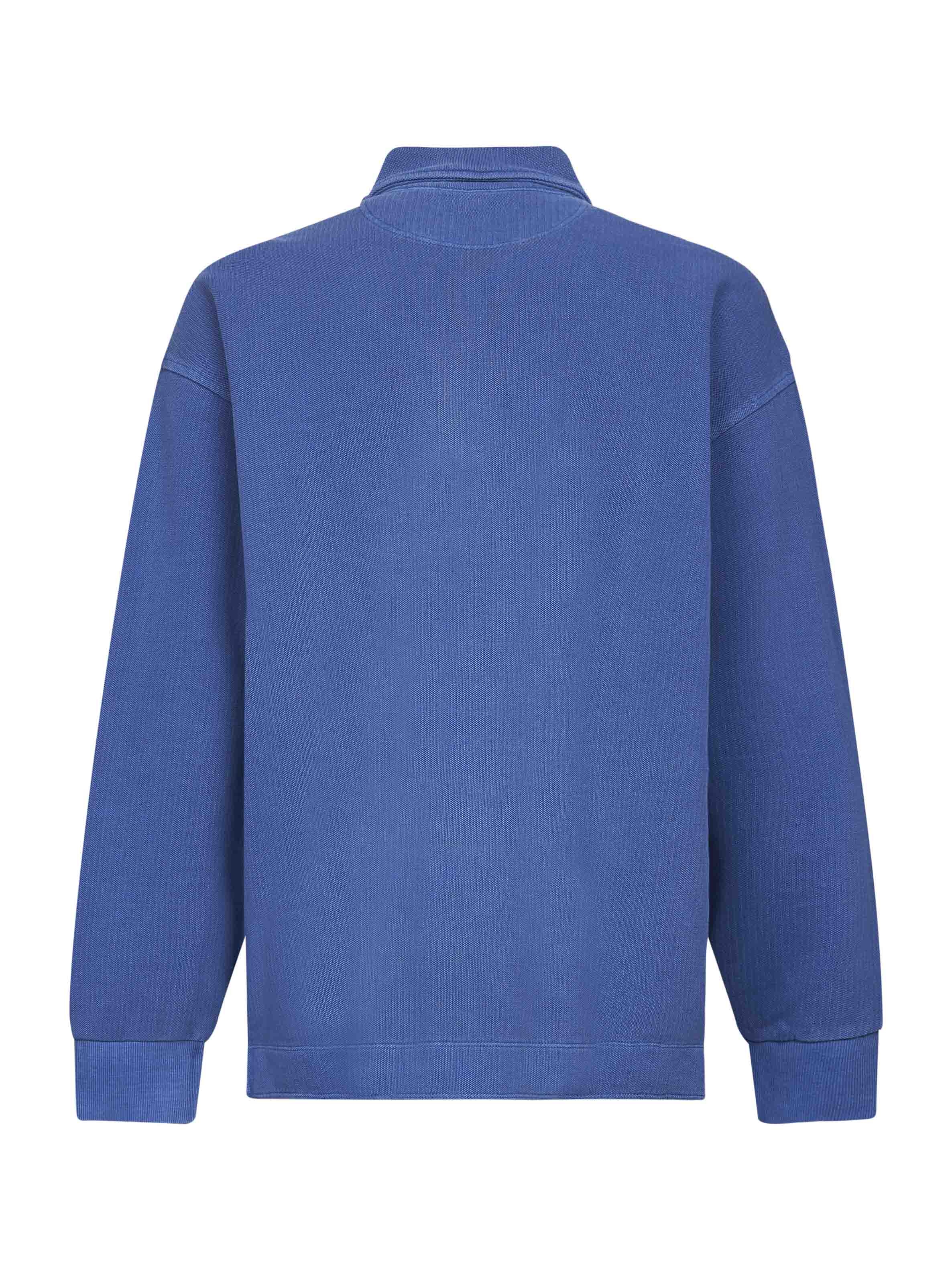 Blue PiqueScript polo-like sweatshirt - 2