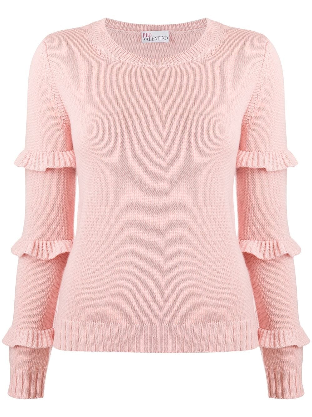 ruffle-detail knitted jumper - 1