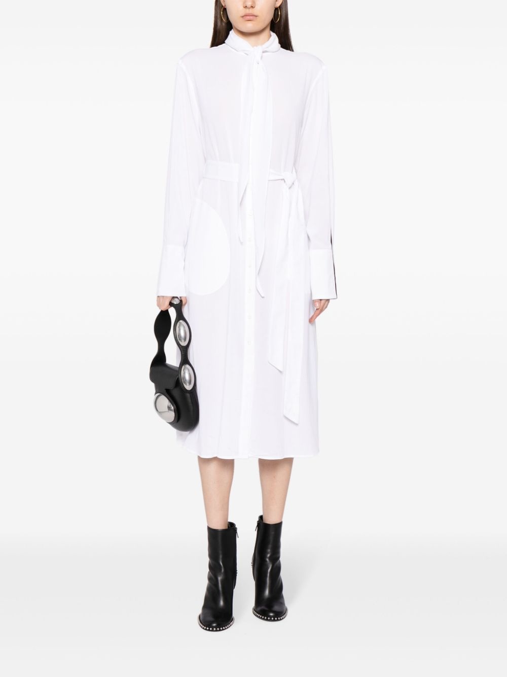 belted-waist button-down dress - 2