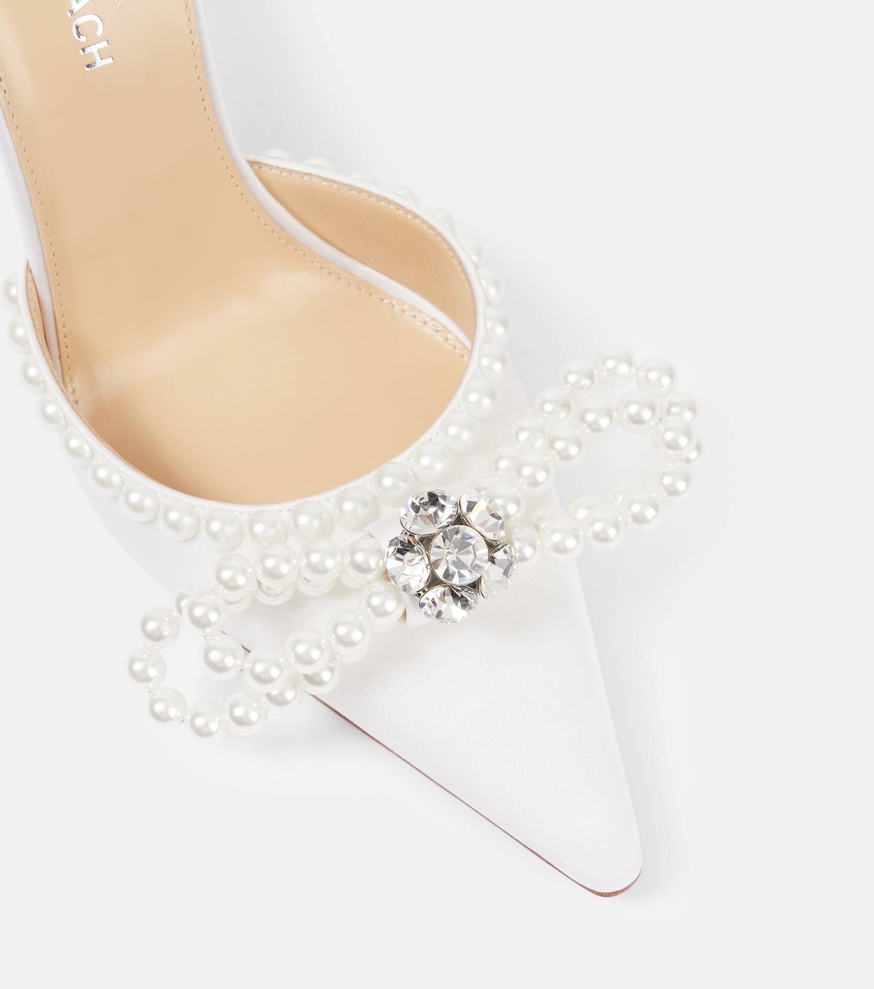 Double Bow embellished satin pumps - 5