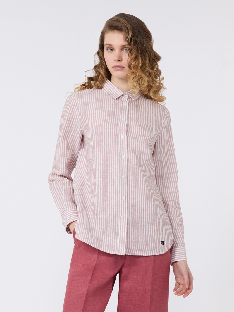 GIURATO Striped linen canvas shirt - ANTIQUE ROSE 3