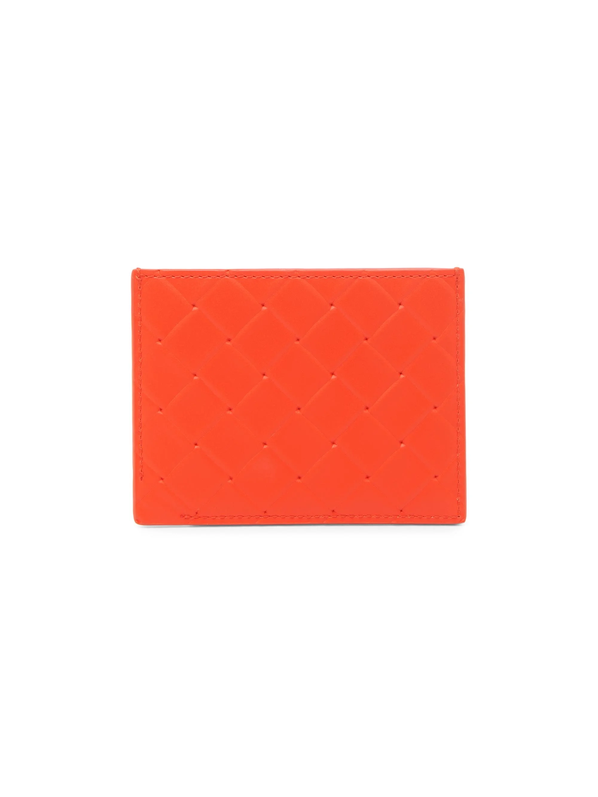 Men's Intrecciato Stamp Leather Card Case - Cherry Tomato Silver - 1