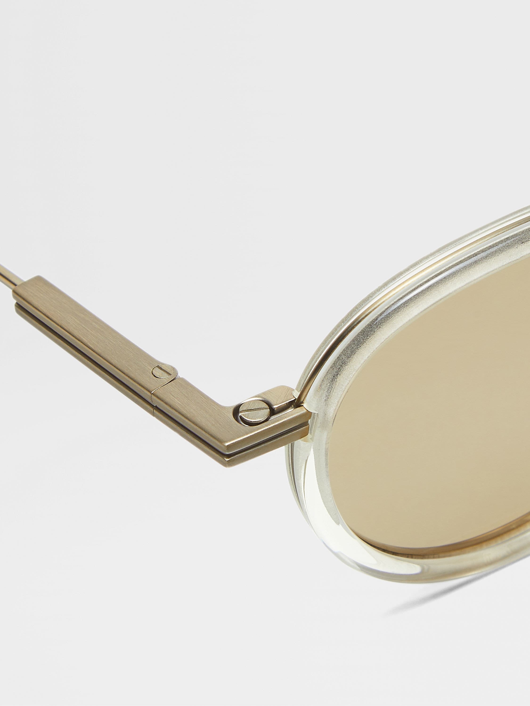 TRANSPARENT YELLOW TITANIUM AND ACETATE SUNGLASSES - 2