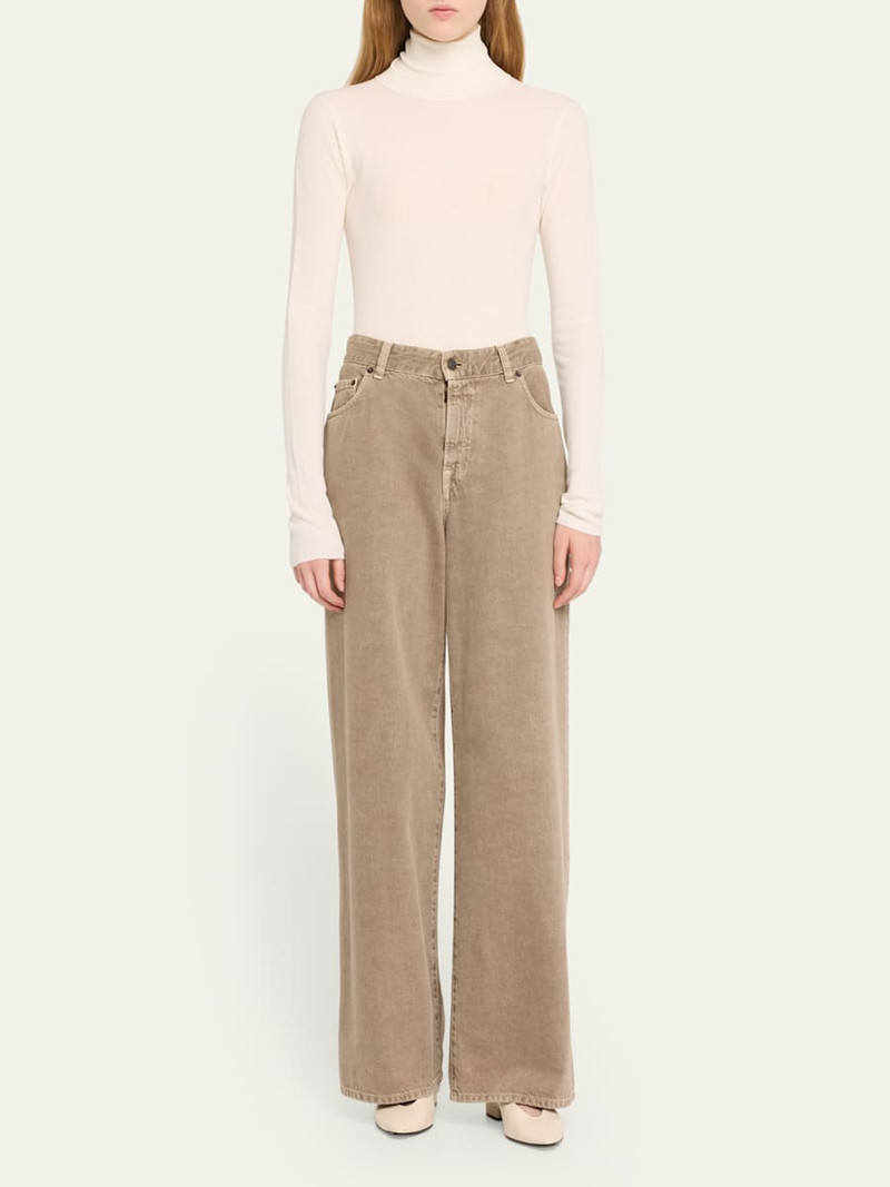 Loro Piana Taupo Ribbed Wool Turtleneck outlook