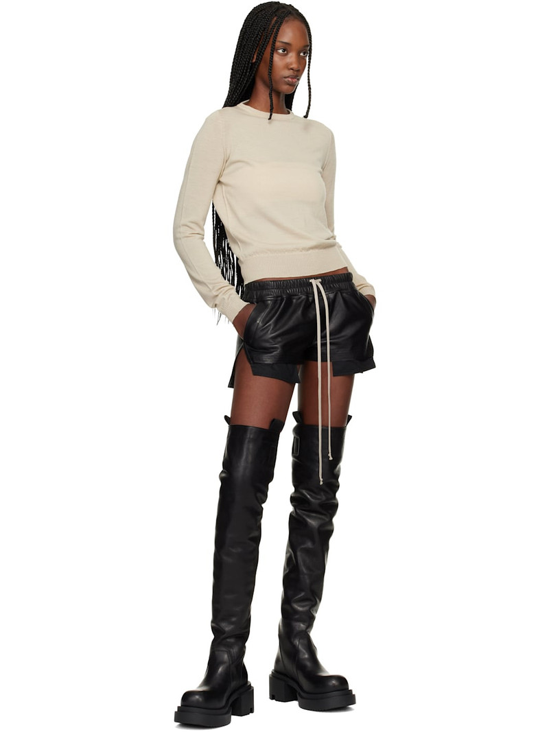 Rick Owens Black Temple Fog Leather Shorts outlook