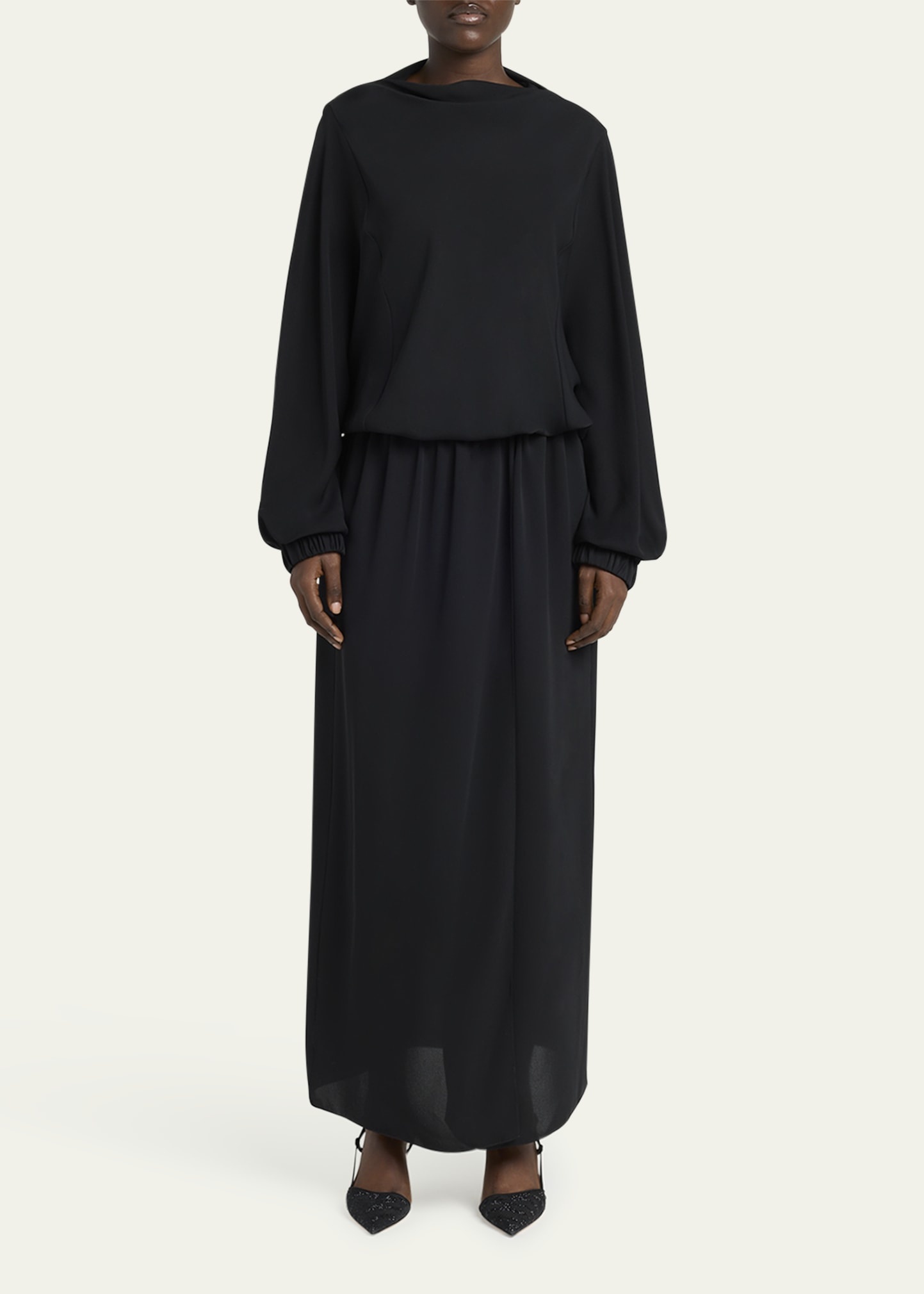 Triple Silk Georgette Long Sleeve Gown - 2
