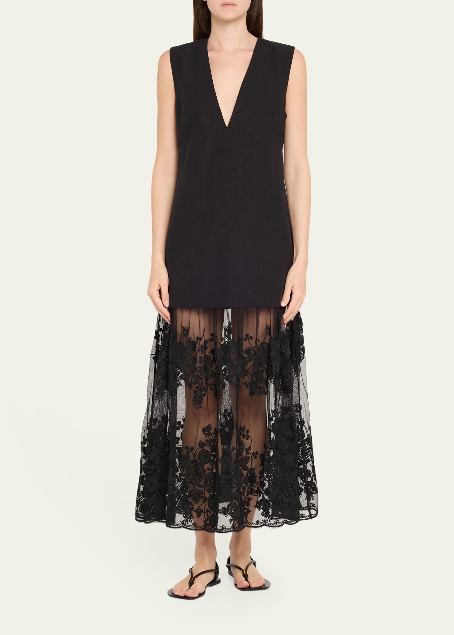 Arielle Lace V-Neck Midi Dress - 2