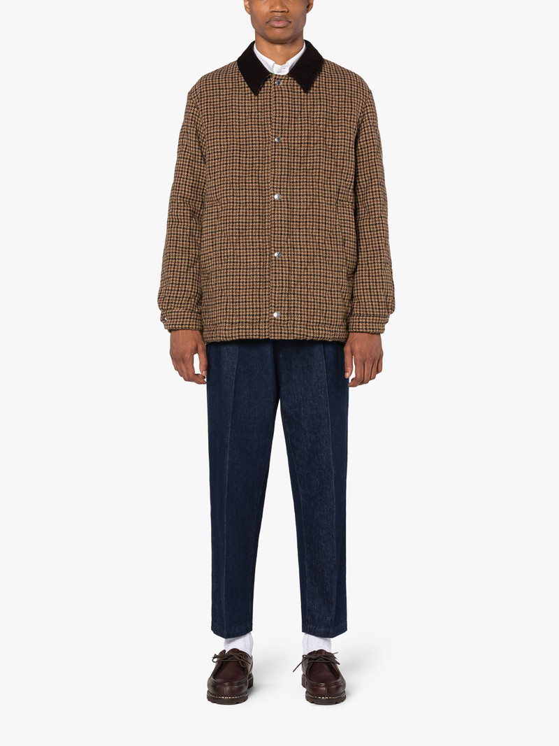 TEEMING BROWN CHECK WOOL QUILTED COACH JACKET 3