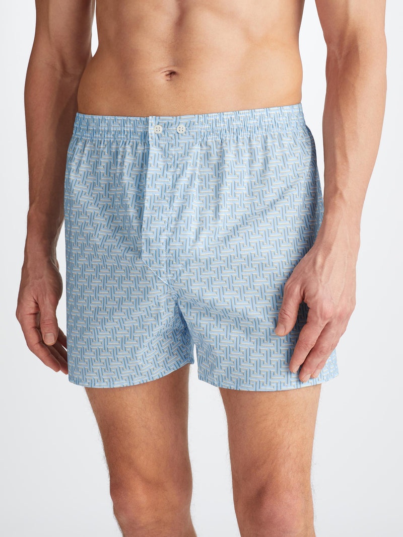 Men's Classic Fit Boxers Ledbury 72 Cotton Batiste Blue - 5