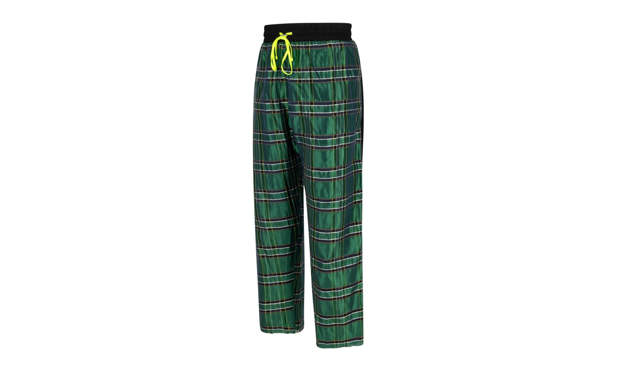 Silk Plaid Track Pants "Green" - 2