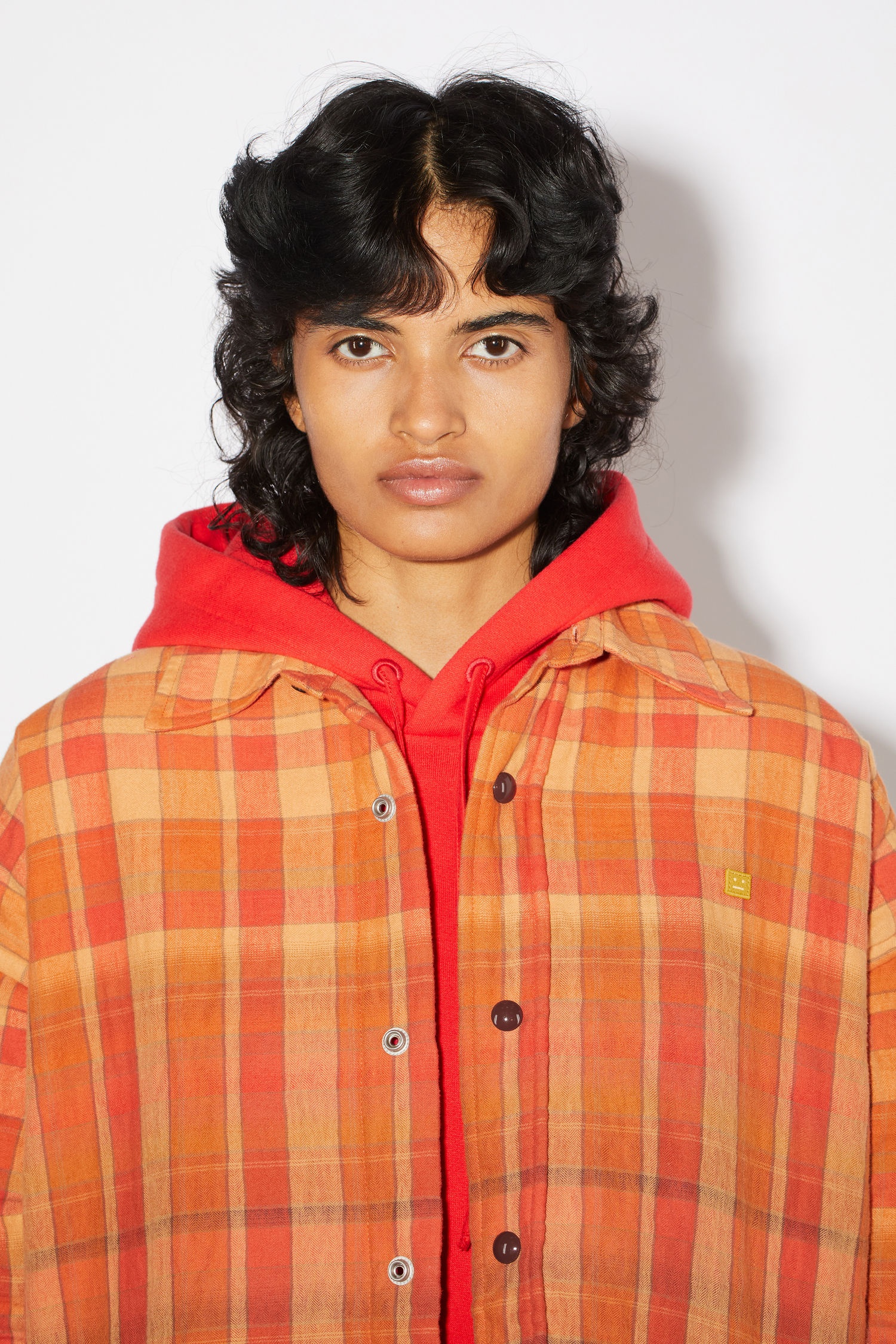 Oversized shirt - Brick red/apricot orange - 7