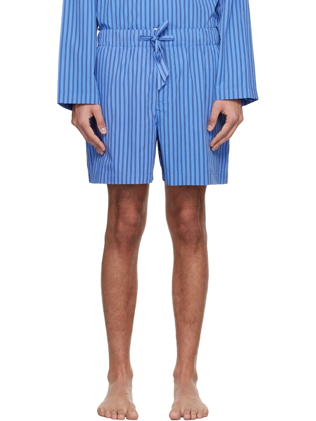 Blue & Black Poplin Pyjama Shorts - 1