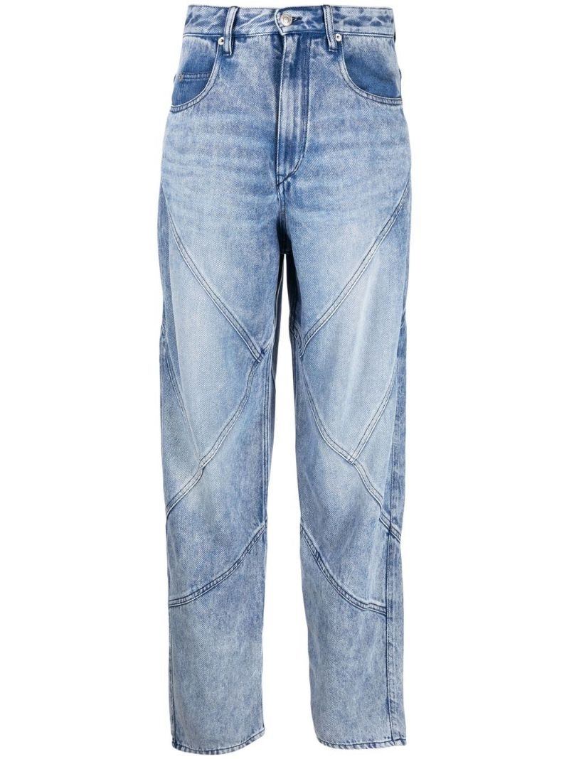 panelled straight-leg jeans - 1