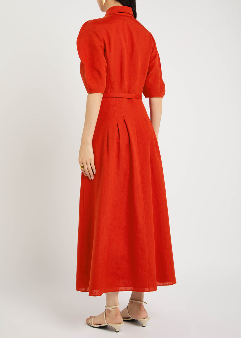 Gabriela Hearst Maude Darted Linen Midi Shirt Dress - 3