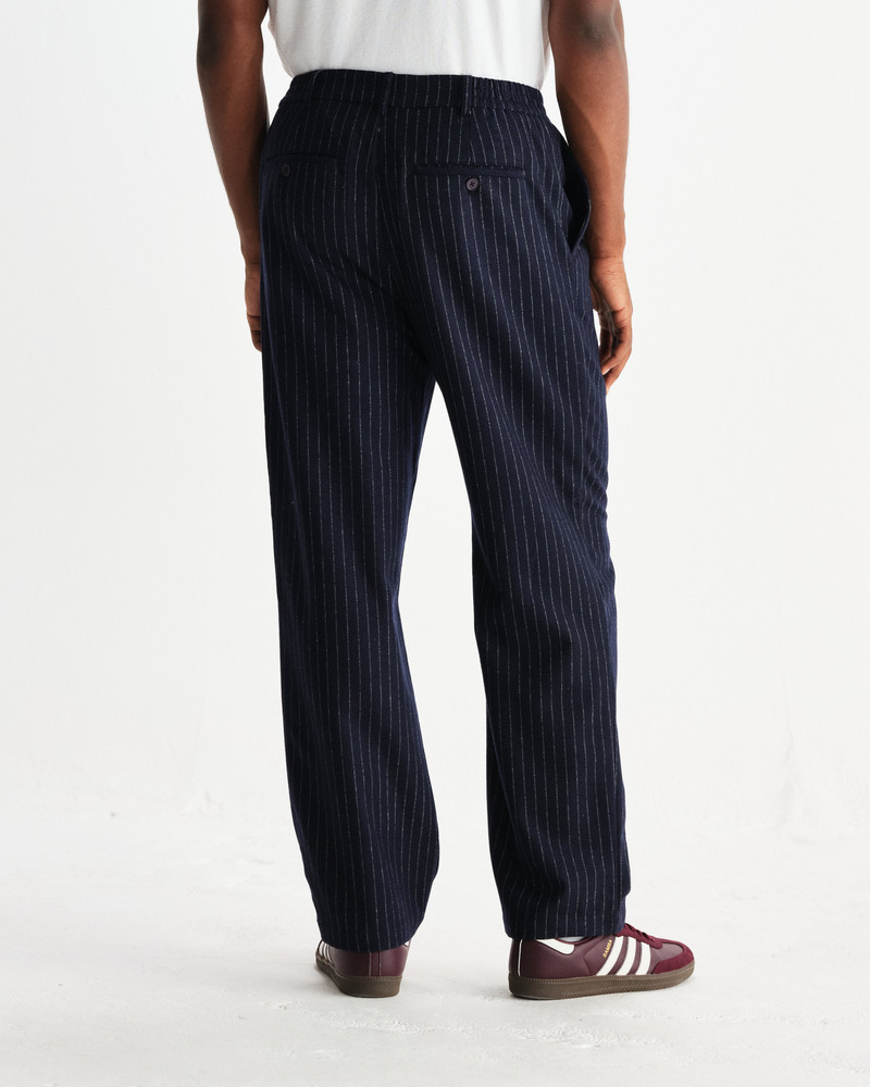 Malham - Navy Pinstripe Wool Trousers 5
