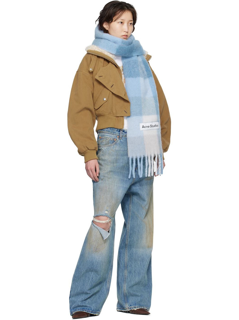 Acne Studios Blue Mohair Checked Scarf outlook