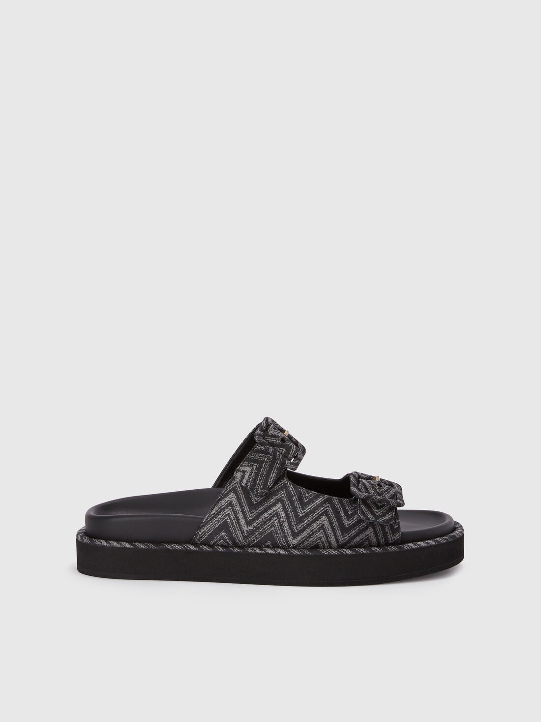 Sandals with double band in zig zag fabric - 1