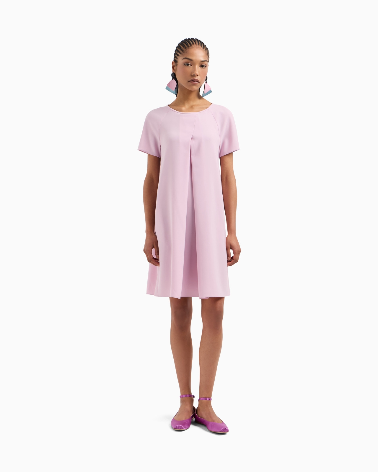 TECHNO CADY FLARED DRESS WITH OVERSIZED GODET PLEAT - 4
