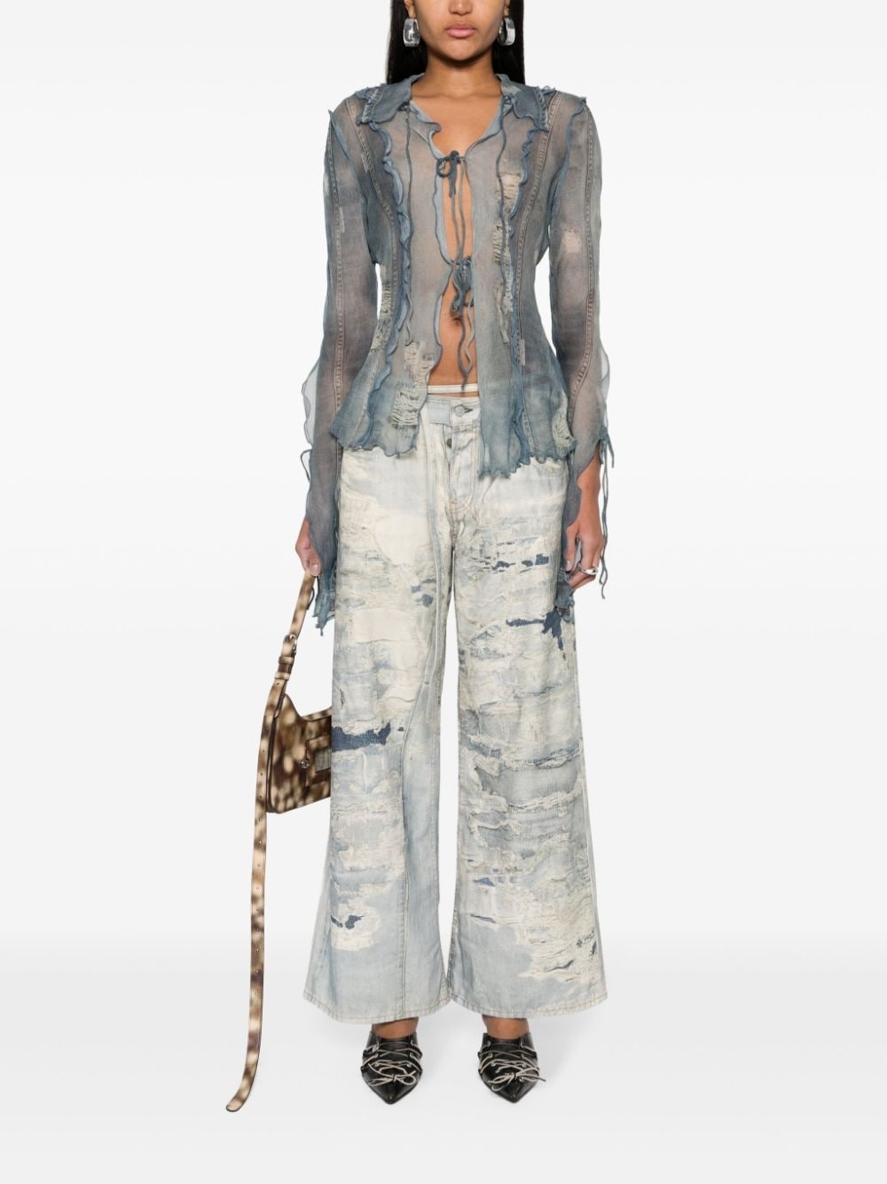 low-waist flared trousers - 2