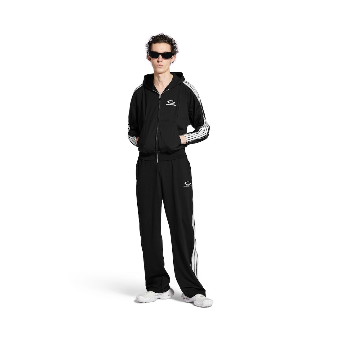 Loop Sports Icon Zipped Zip-up Hoodie in Black/white - 4